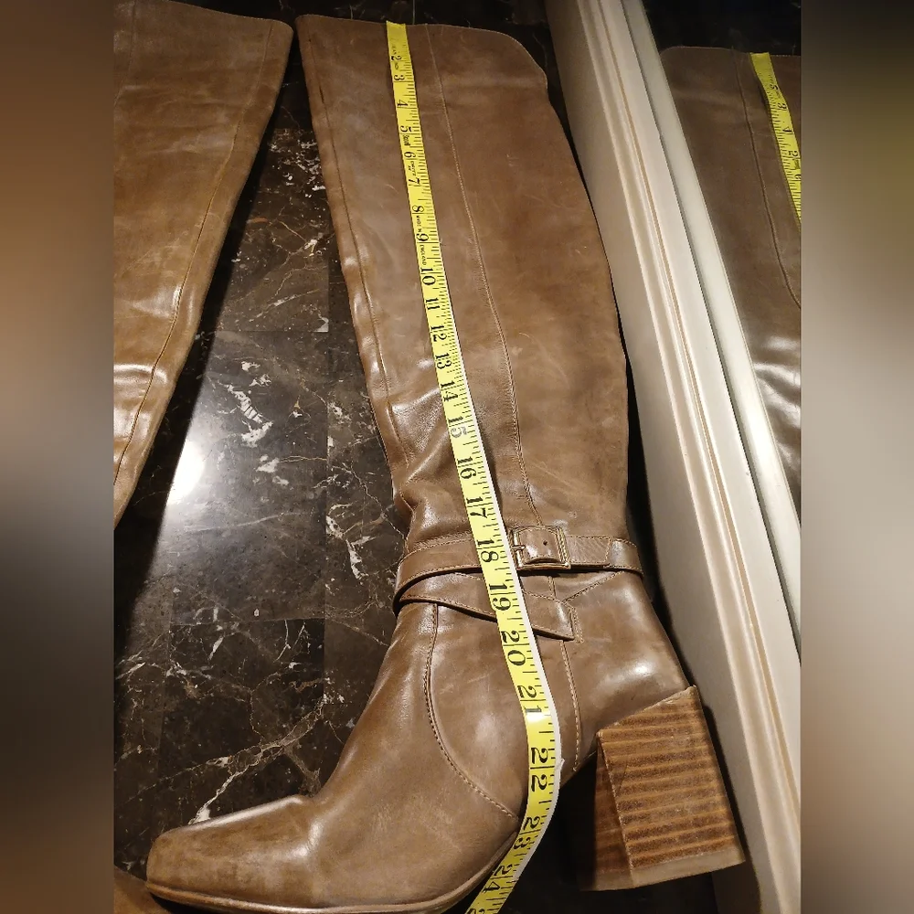 Matiko Tan Over the Knee Leather Boots